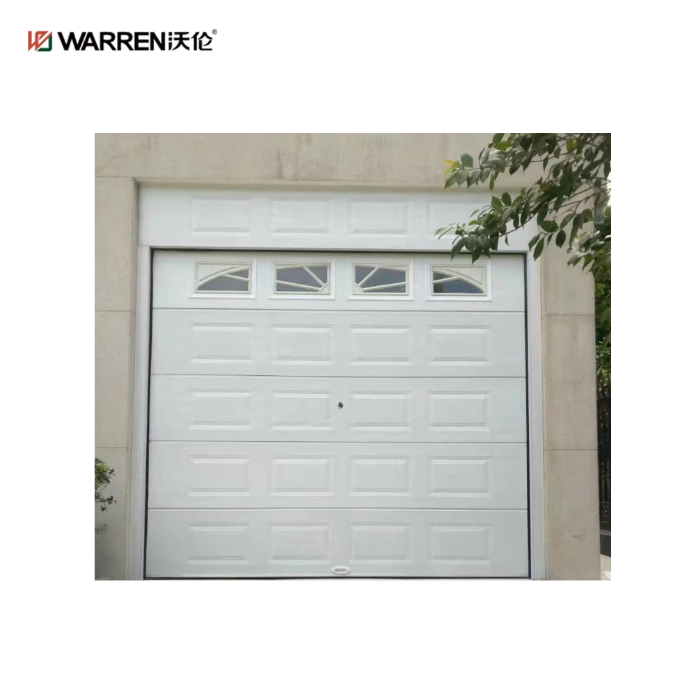 Warren 8x8 White Farmhouse Black Garage Doors Automatic Single Door