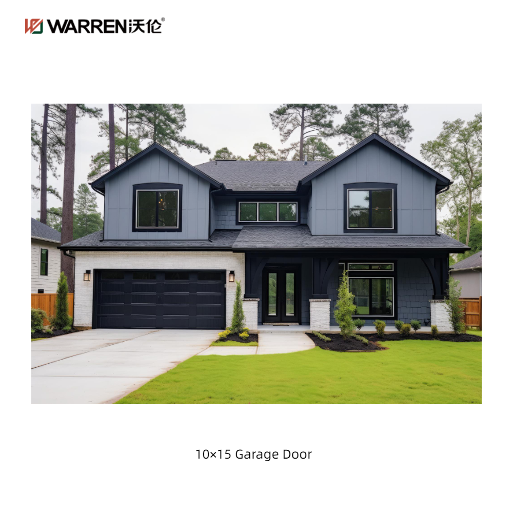 Warren 10x15 Black Garage Door With Side Windows for House