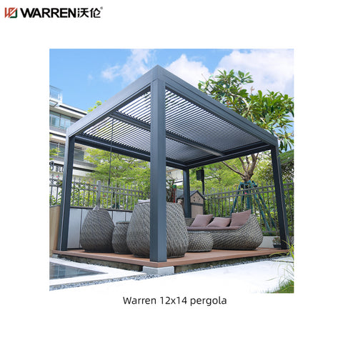 Warren 12x14 Aluminum Pergola With Outdoor Waterproof Louvered