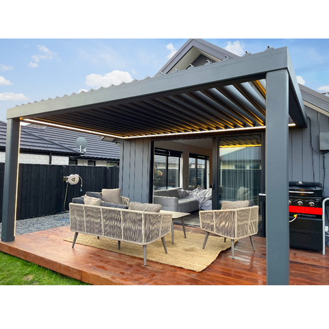 Warren 10x20 metal pergola with louvered roof gazebo