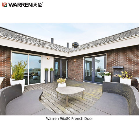 Warren 96x80 Interior Black Metal French Doors With Inside Double Doors