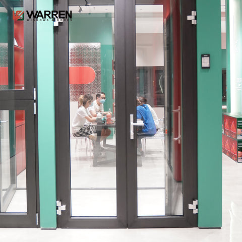 Modern Indoor Aluminium French Casement Swing Glass Door Internal Glass Walls Divider Interior Metal Framed French Doors