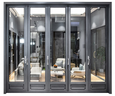 Warren China 10 Year warranty wholesale exterior patio black folding door aluminum frame glass stack bifold door