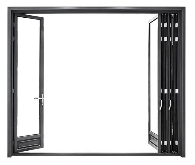 Warren China 10 Year warranty wholesale exterior patio black folding door aluminum frame glass stack bifold door