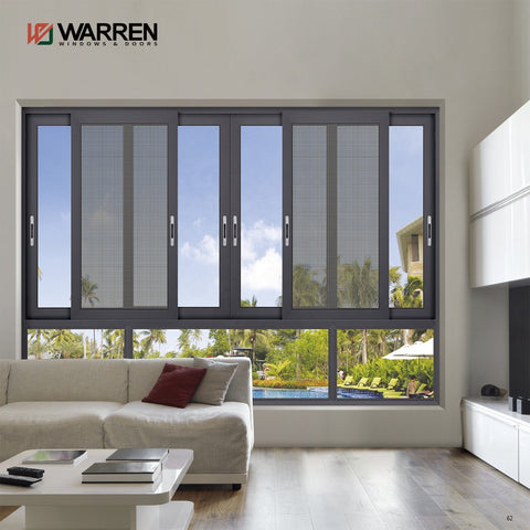 Warren Aluminum Sliding Windows And Doors Sound Proof Aluminium 3 panels Sliding Window