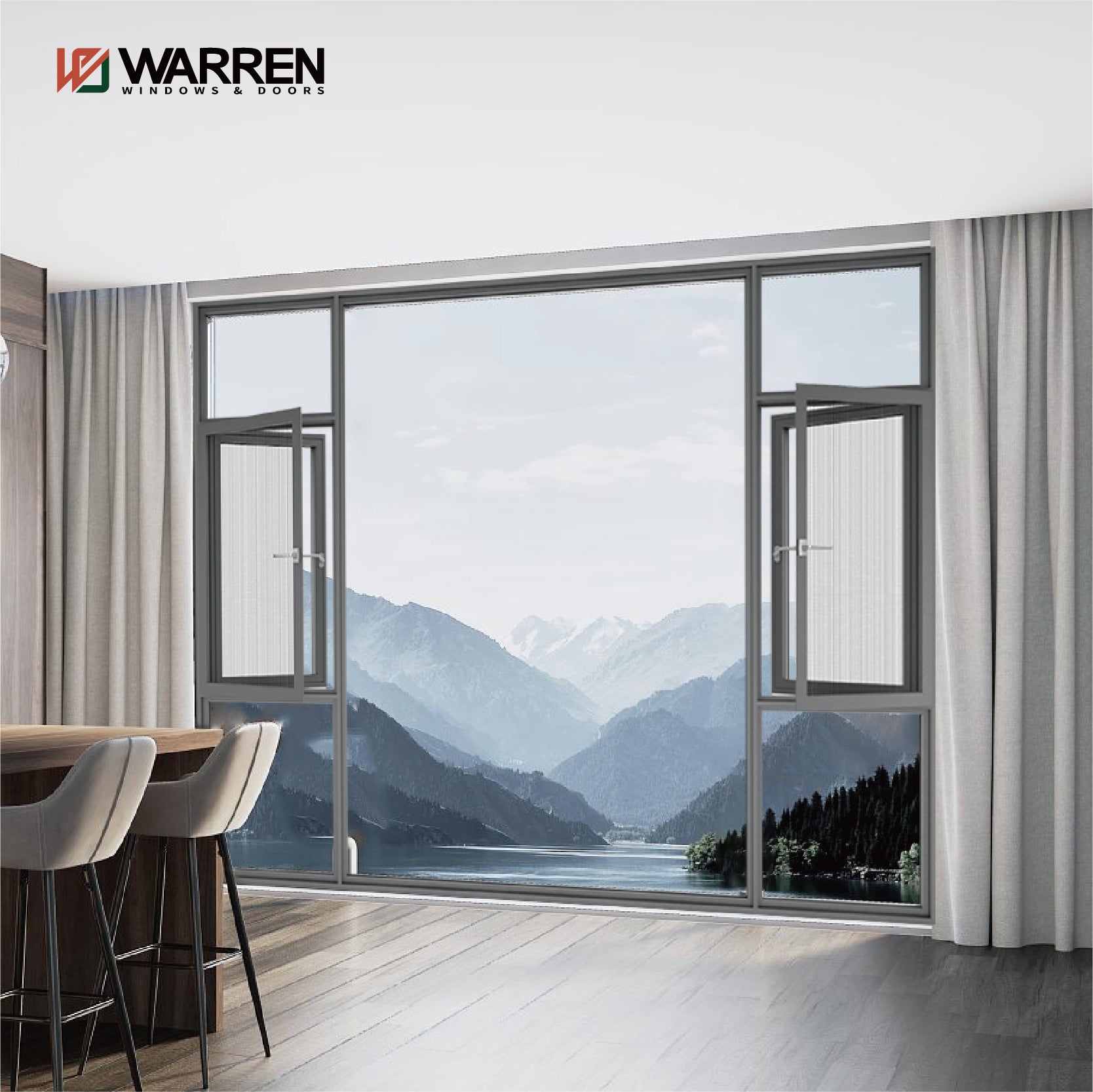 Sound Insulation And Heat Insulation Aluminum Casement Windows Casement Windows With Mosqui To Net