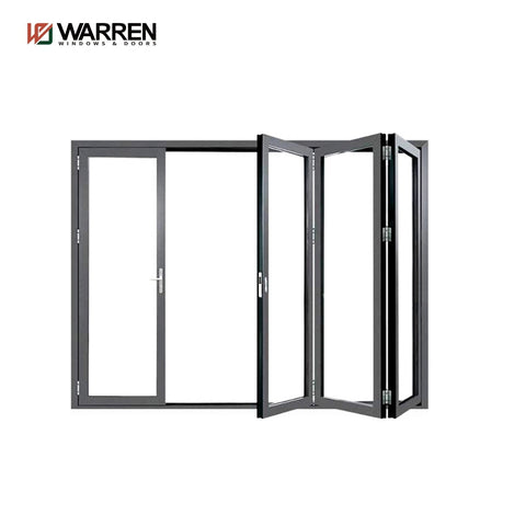 Warren China 10 Year warranty wholesale exterior patio black folding door aluminum frame glass stack bifold door