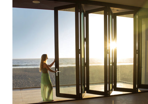 Warren China 10 Year warranty wholesale exterior patio black folding door aluminum frame glass stack bifold door