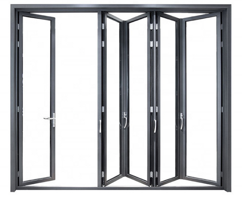 Warren black color Heat Insulation patio aluminium glazed folding doors accordion doors for sale