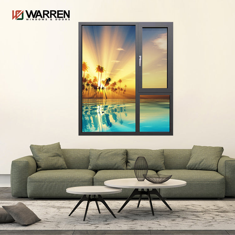Warren California New Modern Design Narrow Aluminium Fixed and Tilt Turn Clear Glass Casement Window